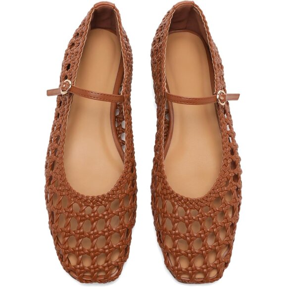Woven Mesh Ballerina Flats with Secure Buckle Strap - Versatile for Any Occasion - Picture 5 of 6
